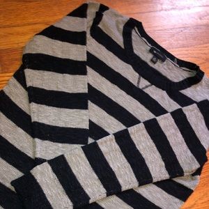 A grey and navy sweater